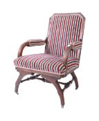 LATE 19TH CENTURY ARTS & CRAFTS OAK LIBRARY ARMCHAIR