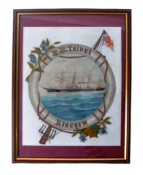 EARLY 20TH CENTURY 1920S JAMES BELL NAUTICAL OIL ON MILK GLASS