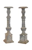 LARGE PAIR 19TH CENTURY IRON FLOORSTANDING CANDLESTICKS