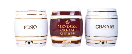 COLLECTION OF CREAM SHERRY POTTERY DECANTER BARRELS