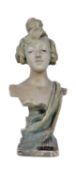 ART NOUVEAU CIRCA 1910 FRENCH PAINTED CHALK BUST STATUE