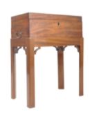 GEORGE III MAHOGANY WRITING BOX CHEST ON STAND