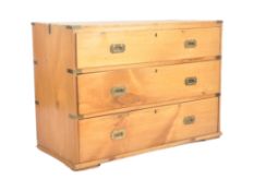 VICTORIAN 19TH CENTURY PINE CAMPAIGN CHEST OF DRAWERS