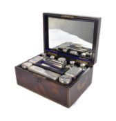WILLIAM IV CIRCA 1832 ROSEWOOD TRAVELLING DRESSING TABLE BOX