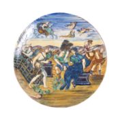 EARLY 20TH CENTURY ITALIAN MAIOLICA POTTERY WALL CHARGER