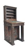19TH CENTURY JACOBEAN REVIVAL OAK DAVENPORT BOOKCASE