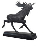 OTTO NEBEL (1892-1973) BRONZE SLATE AND MARBLE ELK - MOOSE