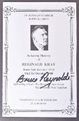 THE GREAT TRAIN ROBBERY - BRUCE REYNOLDS SIGNED KRAY ORDER OF SERVICE
