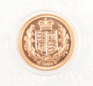 ELIZABETH II 2002 22CT GOLD HALF SOVEREIGN