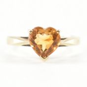 HALLMARKED 9CT GOLD & CITRINE SOLITAIRE RING