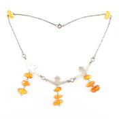 RUSSIAN SILVER AND AMBER FESTOON NECKLACE