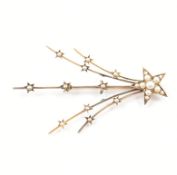 EARLY 20TH CENTURY COMET GOLD PEARL BROOCH PIN