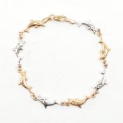 HALLMARKED 9CT BICOLOUR GOLD DOLPHIN BRACELET CHAIN