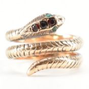 VINTAGE 9CT GOLD STONE SET SNAKE RING