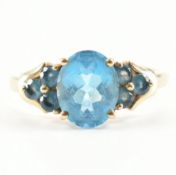 HALLMARKED 9CT GOLD & BLUE STONE RING