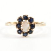 HALLMARKED 9CT GOLD OPAL & SAPPHIRE RING