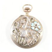 AVANCE RETARD ART NOUVEAU & ENAMEL POCKET WATCH