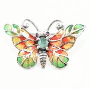925 SILVER & PLIQUE A JOUR BUTTERFLY BROOCH PIN