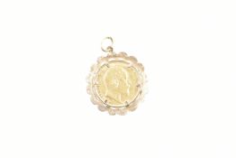 1910 SOVEREIGN COIN IN HALLMARKED 9CT GOLD NECKLACE PENDANT MOUNT