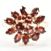 HALLMARKED 9CT GOLD & GARNET CLUSTER RING
