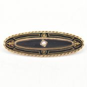 19TH CENTURY 15CT GOLD PEARL ENAMEL BROOCH PIN