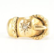 HALLMARKED 18CT GOLD & DIAMOND BUCKLE RING AF