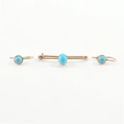 VICTORIAN TURQUOISE & GOLD BROOCH & EARRINGS