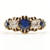 GOLD SAPPHIRE & DIAMOND 5 STONE RING