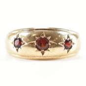 HALLMARKED 9CT GOLD & GARNET GYPSY RING