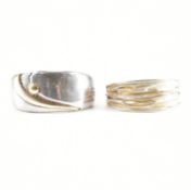 TWO 925 SILVER CUFF BANGLE BRACELETS
