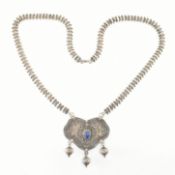 VINTAGE SILVER & LAPIS LAZULI PENDANT NECKLACE