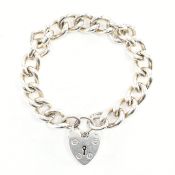 HALLMARKED SILVER HEART PADLOCK CHAIN BRACELET