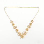 VICTORIAN 15CT GOLD & SEEDPEARL FLORAL COLLAR NECKLACE