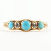 VICTORIAN GOLD TURQUOISE & DIAMOND RING