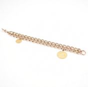HALLMARKED 9CT BRACELET WITH 1914 HALF SOVEREIGN & 1 DOLLAR COIN