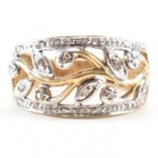 HALLMARKED 9CT BICOLOUR GOLD & DIAMOND RING