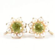 PAIR OF VINTAGE PERIDOT & SEED PEARL EARRINGS