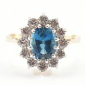 HALLMARKED TOPAZ & CZ CLUSTER RING