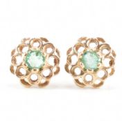 HALLMARKED 9CT GOLD & EMERALD STUD EARRINGS