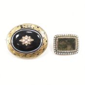 TWO EARLY 19TH CENTURY GOLD MOURNING BROOCH PINS