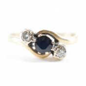 HALLMARKED 9CT GOLD SAPPHIRE & DIAMOND RING