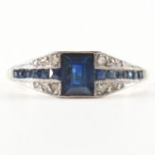 ART DECO SAPPHIRE & DIAMOND PLAQUE RING