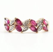 HALLMARKED RUBY & DIAMOND HALF HOOP RING