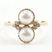 HALLMARKED 9CT GOLD PEARL & DIAMOND RING