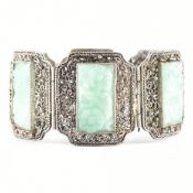 SILVER FILIGREE & GREEN STONE BRACELET