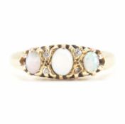 HALLMARKED 9CT GOLD OPAL & DIAMOND RING