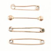 GROUP OF THREE 9CT GOLD BAR BROOCHES & YELLOW GOLD BROOCH