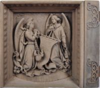 RARE PAIR OF c1600 ENGLISH CARVED OAK FOUR CONTINENT PANELS