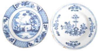PAIR OF 18TH CENTURY DUTCH DELFT PLATES