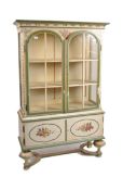19TH CENTURY DUTCH PAINTED DISPLAY VITRINE BOOKCASE